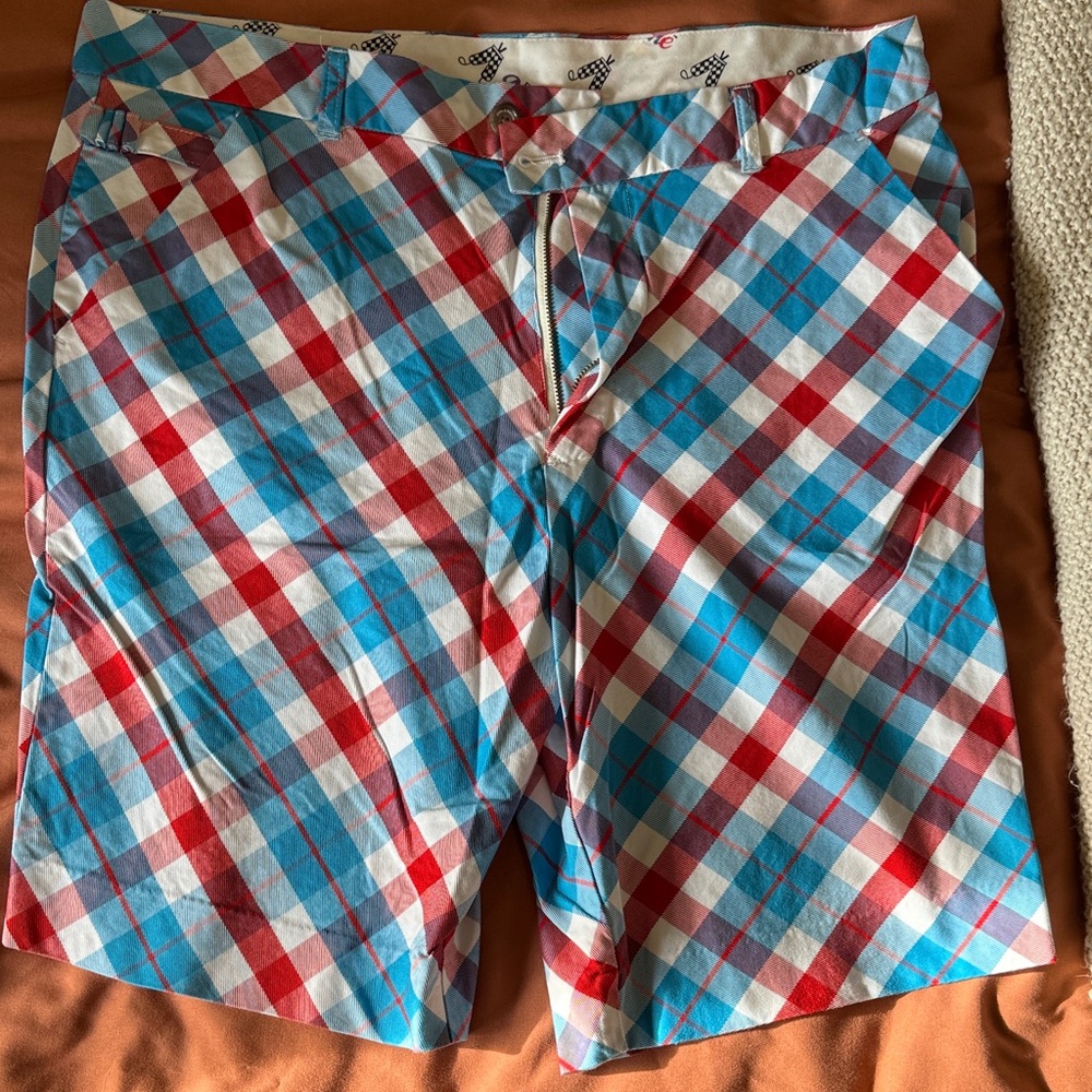 Classic Men's Checkered Shorts in Red and Blue